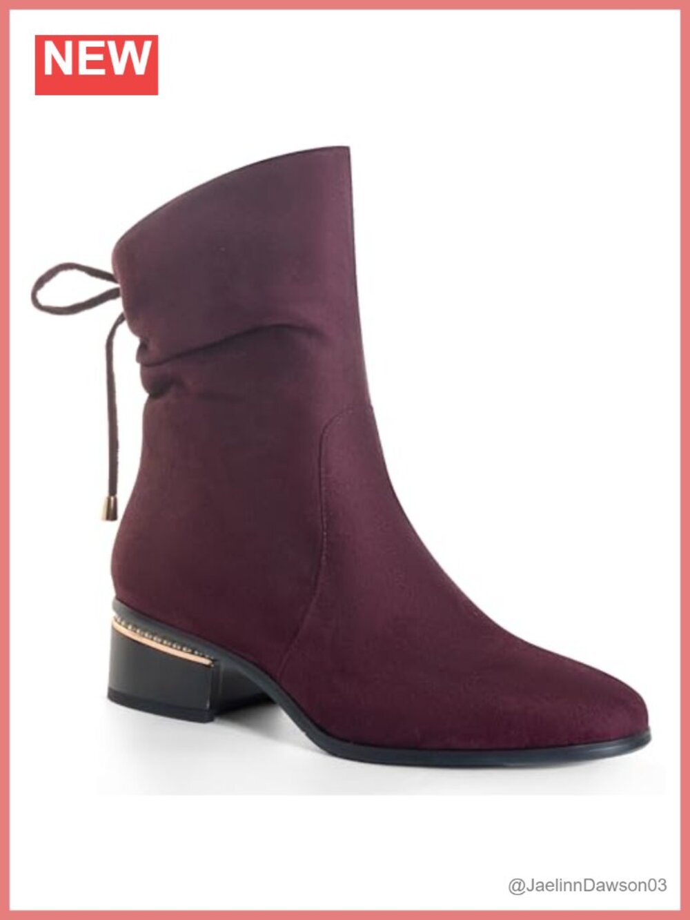 Women's Ankle Boots Low Heel Chunky Mid Calf Boots Faux Suede Zip